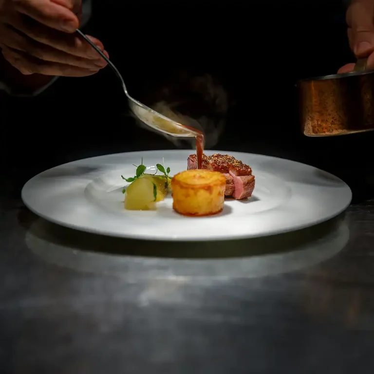 Fine dining plate with sous vide steak