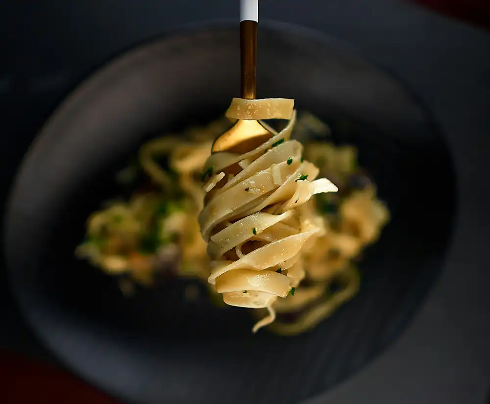 Pasta on a fork